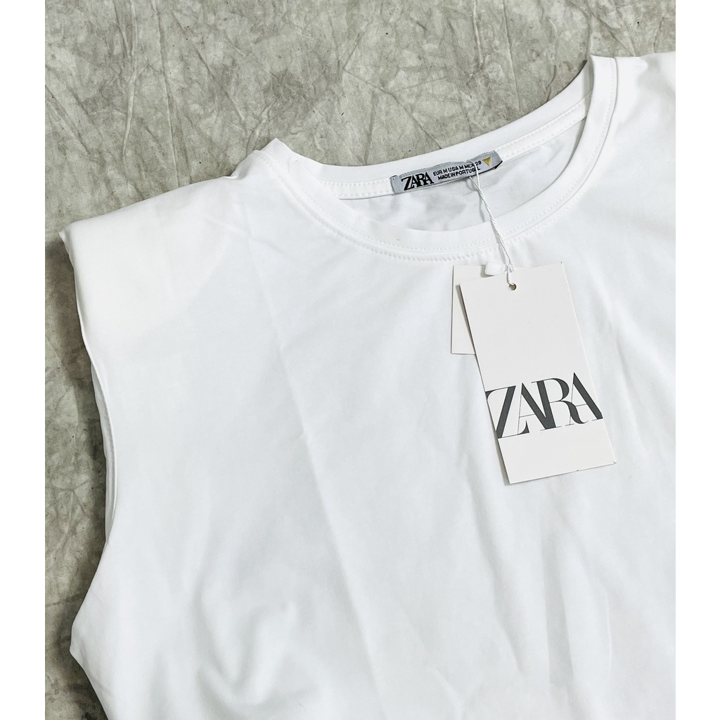 [HÌNH THẬT] ÁO THUN ĐỘN VAI ZARA VNXK HỌA TIẾT TRƠN - COTTON 100% 4C FORM CHÂU ÂU