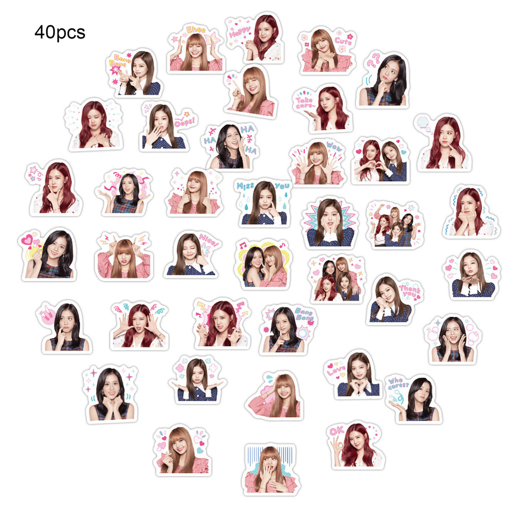 Set 40 Sticker Dán Máy Tính Chống Thấm Nước Hình Nhóm Nhạc Blackpink