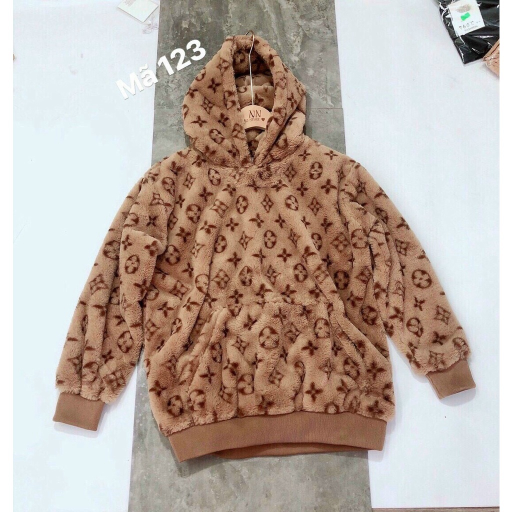 Áo mũ lông 2 lớp dáng trùm mông - Hàng L1