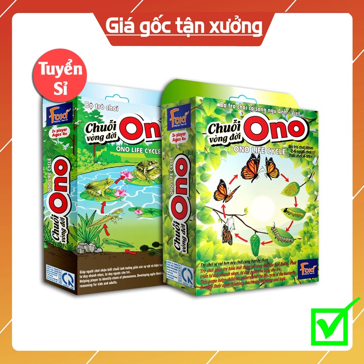 Flashcard-Chuỗi Ono vòng đời Ếch Bướm Foxi-thẻ glenndoman và boardgame thông minh--siêu rẻ.