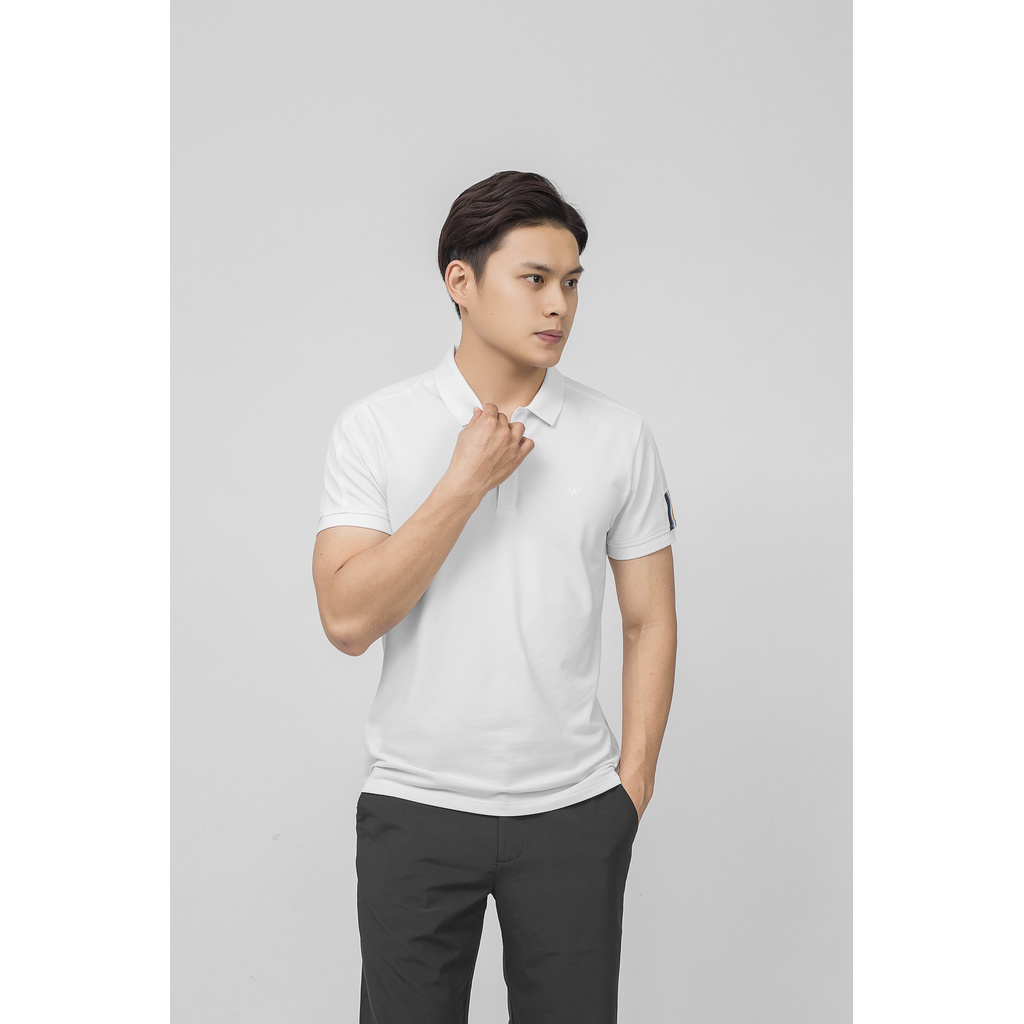 Áo Thun Nam Tay Ngắn Có Cổ Aristino APS001S9 Màu Trắng Dáng Slim Fit Vải CVC