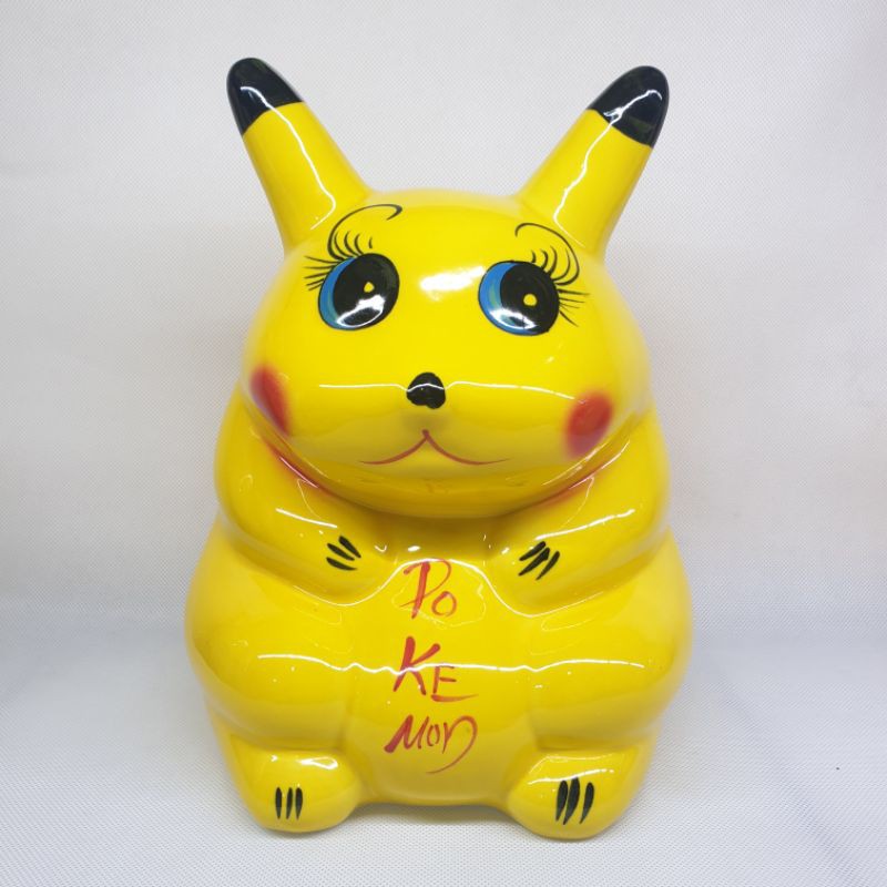 Heo lợn sứ tiết kiệm hình Pikachu siêu dễ thương. Gốm sứ Bát tràng