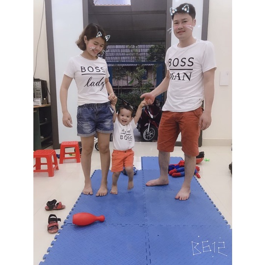 Áo Gia Đình Familylove - Mẫu áo gia đình Boss Man - Boss Lady - Mini Boss Dễ Thương Chất Liệu Cotton 100% Cao Cấp