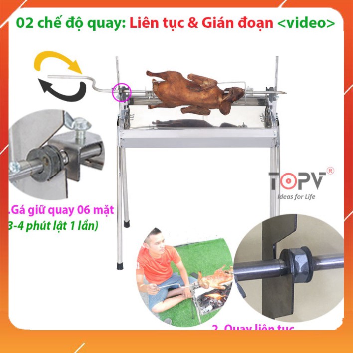 Bếp nướng than hoa ngoài trời 2 in 1 TopV DNM, lò nướng than hoa không khói, nướng thịt, nướng gà vịt - Mekongtech1