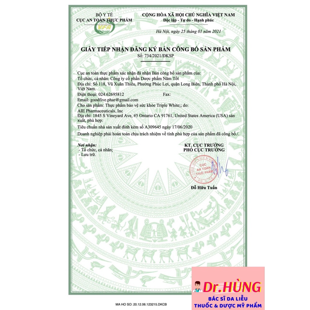 ✅ Viên Uống Triple White - Trắng Da, Chống Nắng, Giảm Thâm Nám Hộp 50 viên