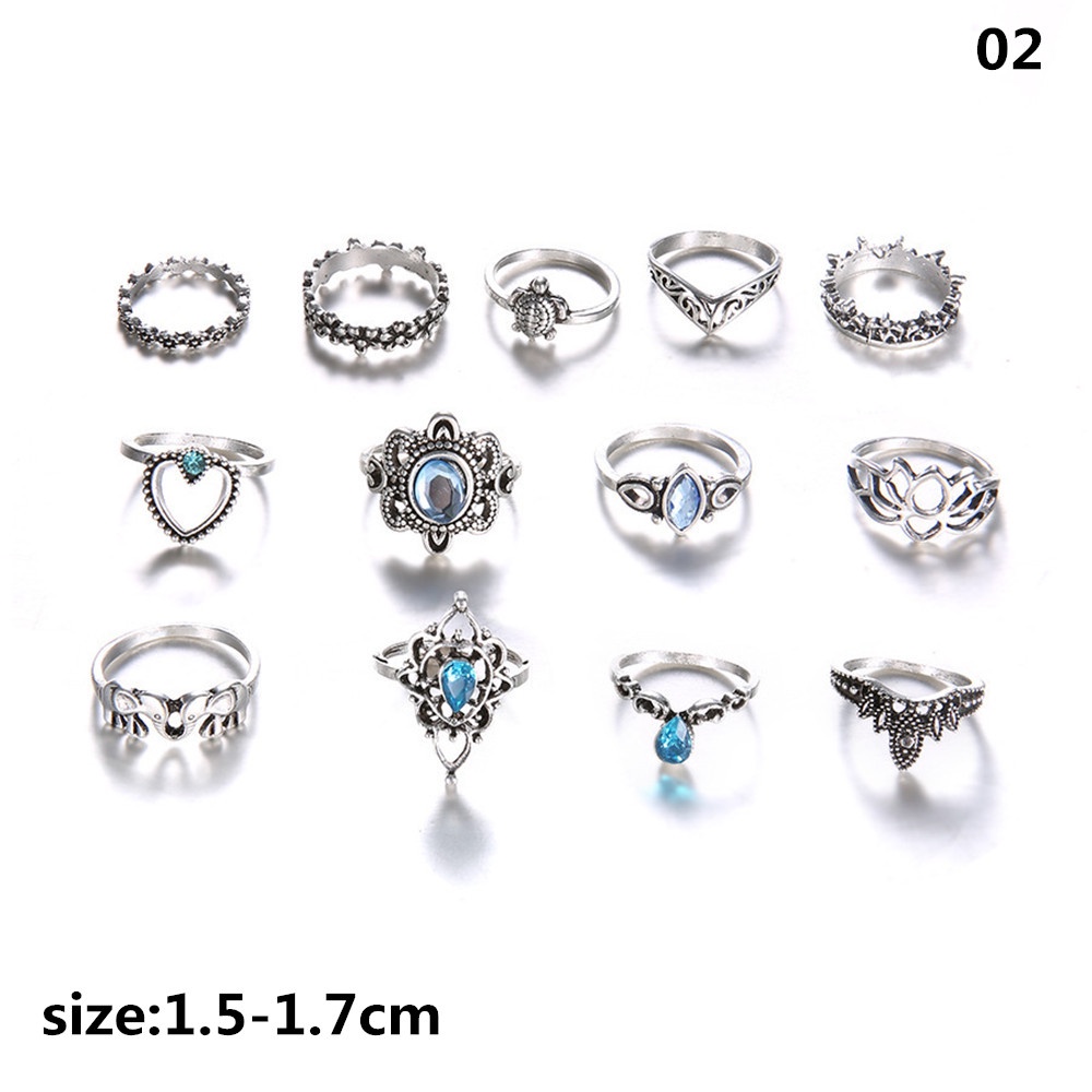 Bộ 11 / 12 / 13 / 16 nhẫn đeo đốt ngón tay phong cách boho cổ điển thời trang cho nữ