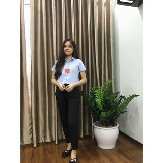 ÁoSơ mi nữ trắng tay ngắn công sở chất lụa hàn