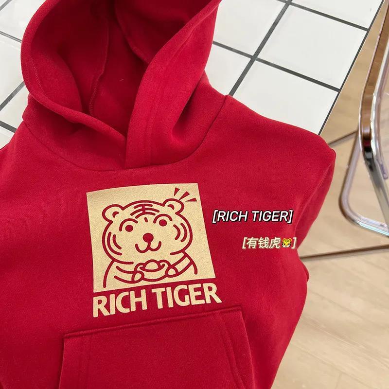 Áo Thun Cotton Họa Tiết Chú Hổ Năm Mới Dễ Phối Đồ Cho Bé