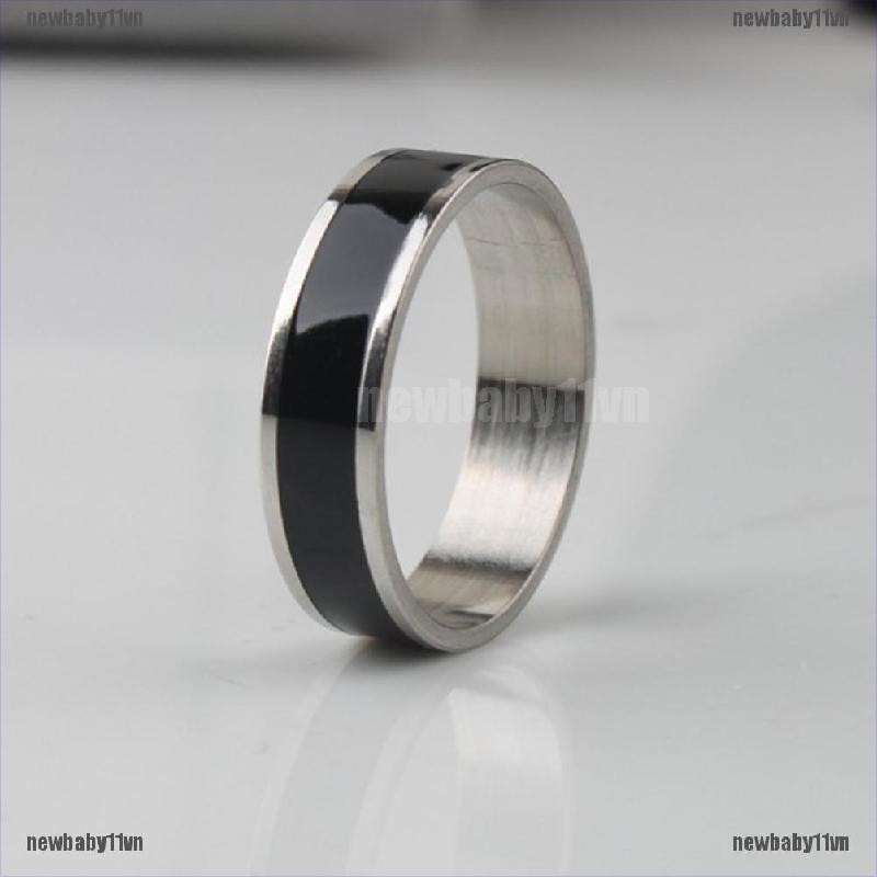 Nhẫn Thép Titan Không Gỉ Màu Đen Thời Trang Size 16-22