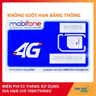 Sim 4G MoBi có sẵn 3 tháng sử dụng - Sim data