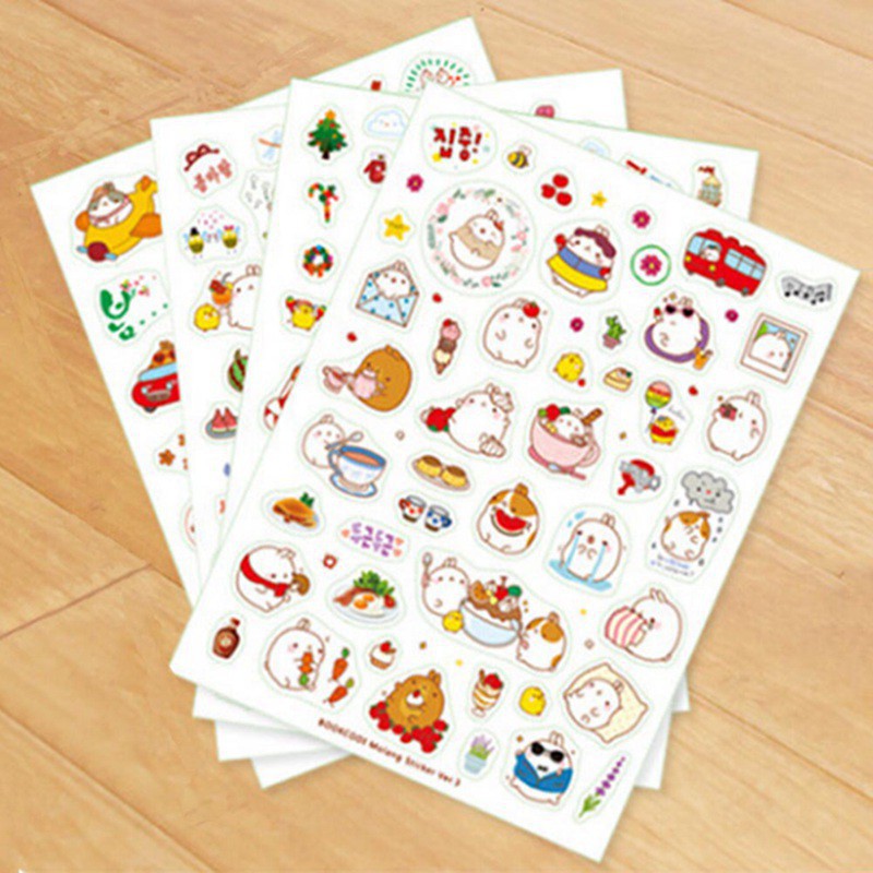 6Pcs / Set Rolling Rabbit Transparent Sticker Washi Scrapbook Sticker