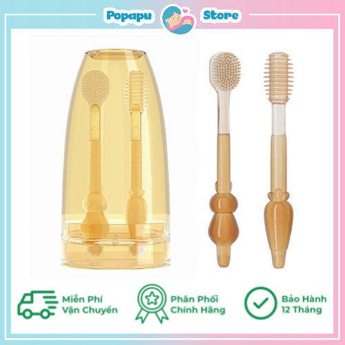 Rơ Lưỡi cho bé Kèm Bàn Chải Silicon Siêu Mềm dành cho bé từ 0-18 tháng.