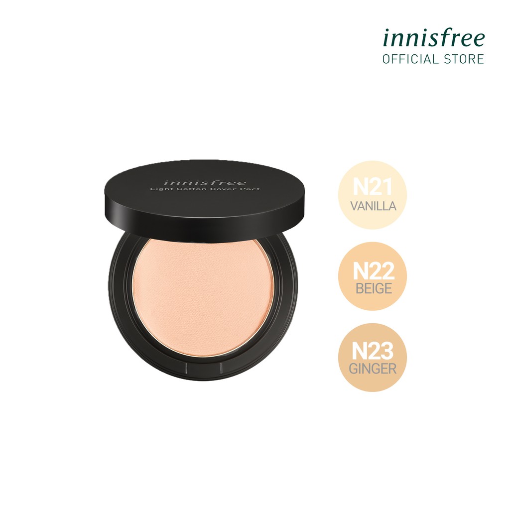 [Mã COSIF05 giảm 10% đơn 400K] Phấn nén trang điểm mỏng nhẹ innisfree Light Cotton Cover Pact SPF30 PA+++ 12g