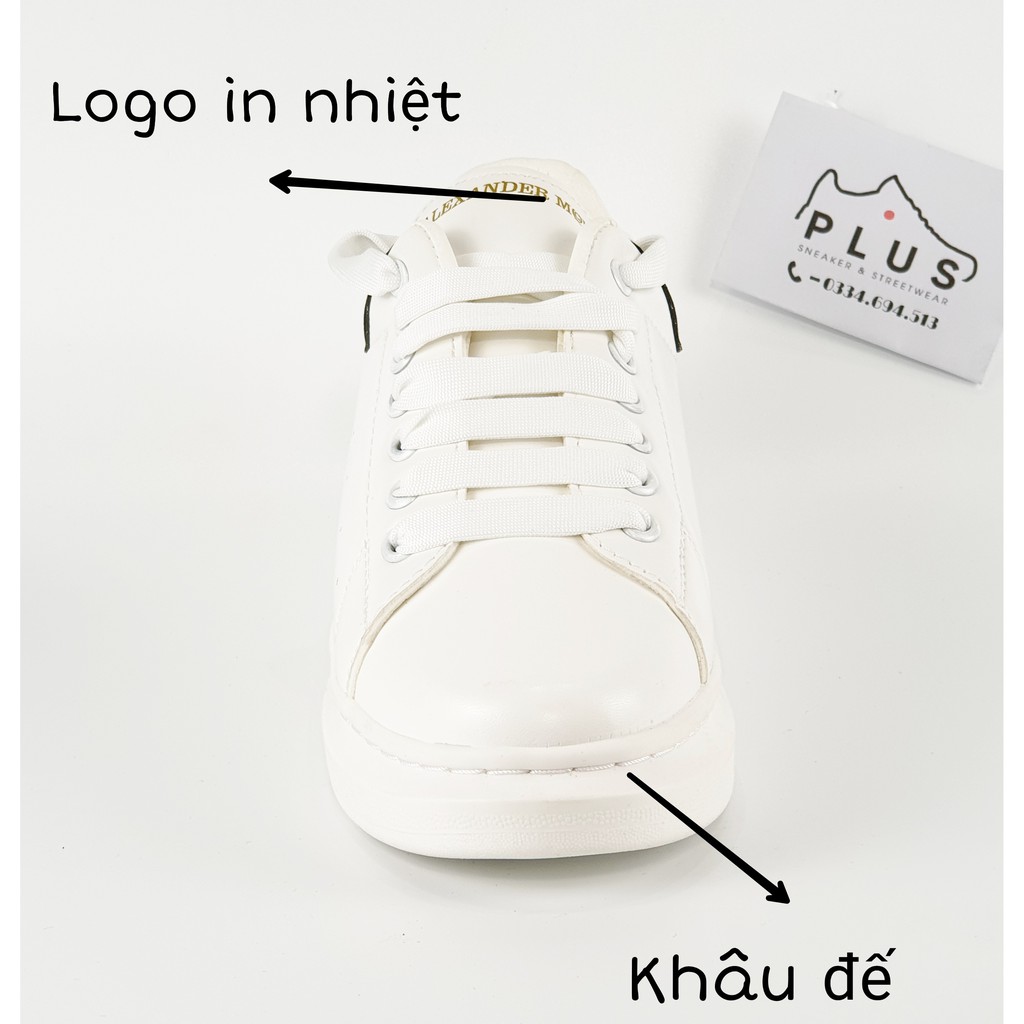 Giày thể thao sneaker 𝐌𝐂 𝐐𝐔𝐄𝐄𝐍 gót đen - thân giày da thật đế cao su đúc - cổ thấp đế cao 6cm - màu sắc trắng | BigBuy360 - bigbuy360.vn