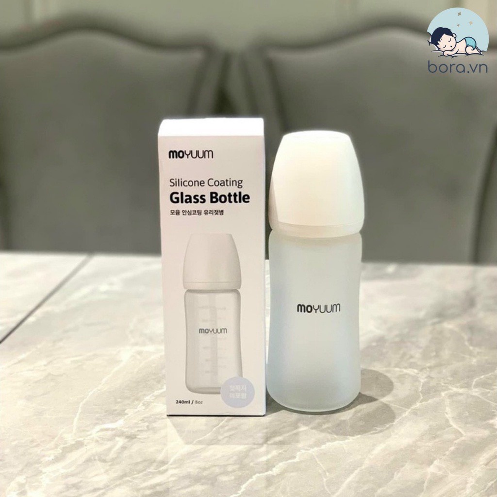 Bình sữa Moyuum thủy tinh tráng silicon Hàn Quốc 150ml 240ml