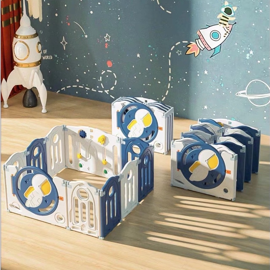 [XẢ KHO - HÀNG MỚI] Quây cũi nhựa, quây cũi cho bé gấp gọn phi hành gia 9BABY màu xanh