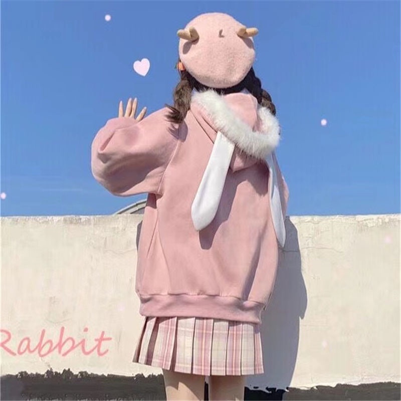 Áo khoác hoodie phối tai dễ thương năng động cho nữ | BigBuy360 - bigbuy360.vn