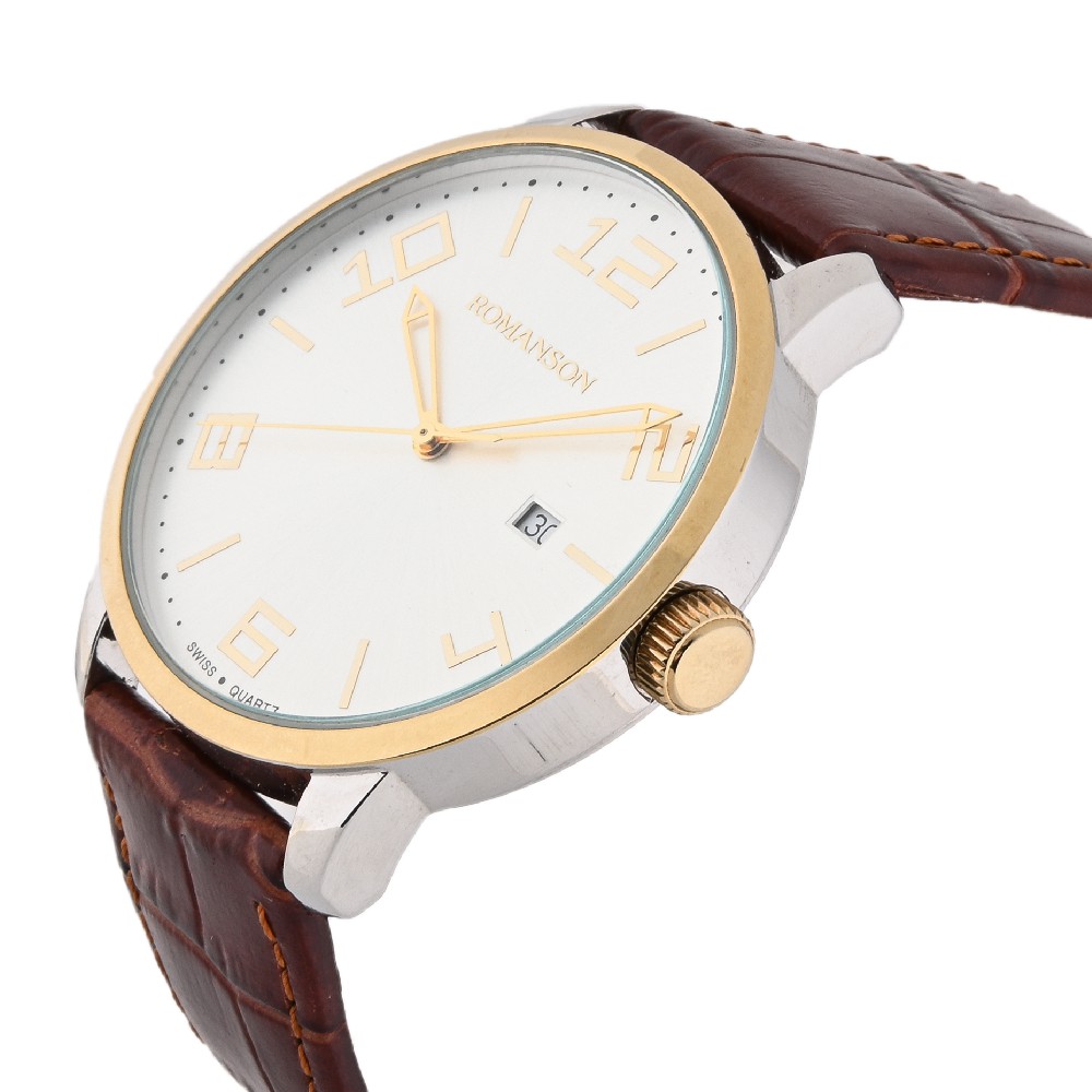 Đồng hồ Romanson Classic Men Watch TL8250BMCWH nam máy Thụy Sĩ, mặt mỏng kính chống xước, dây da cao cấp chính hãng