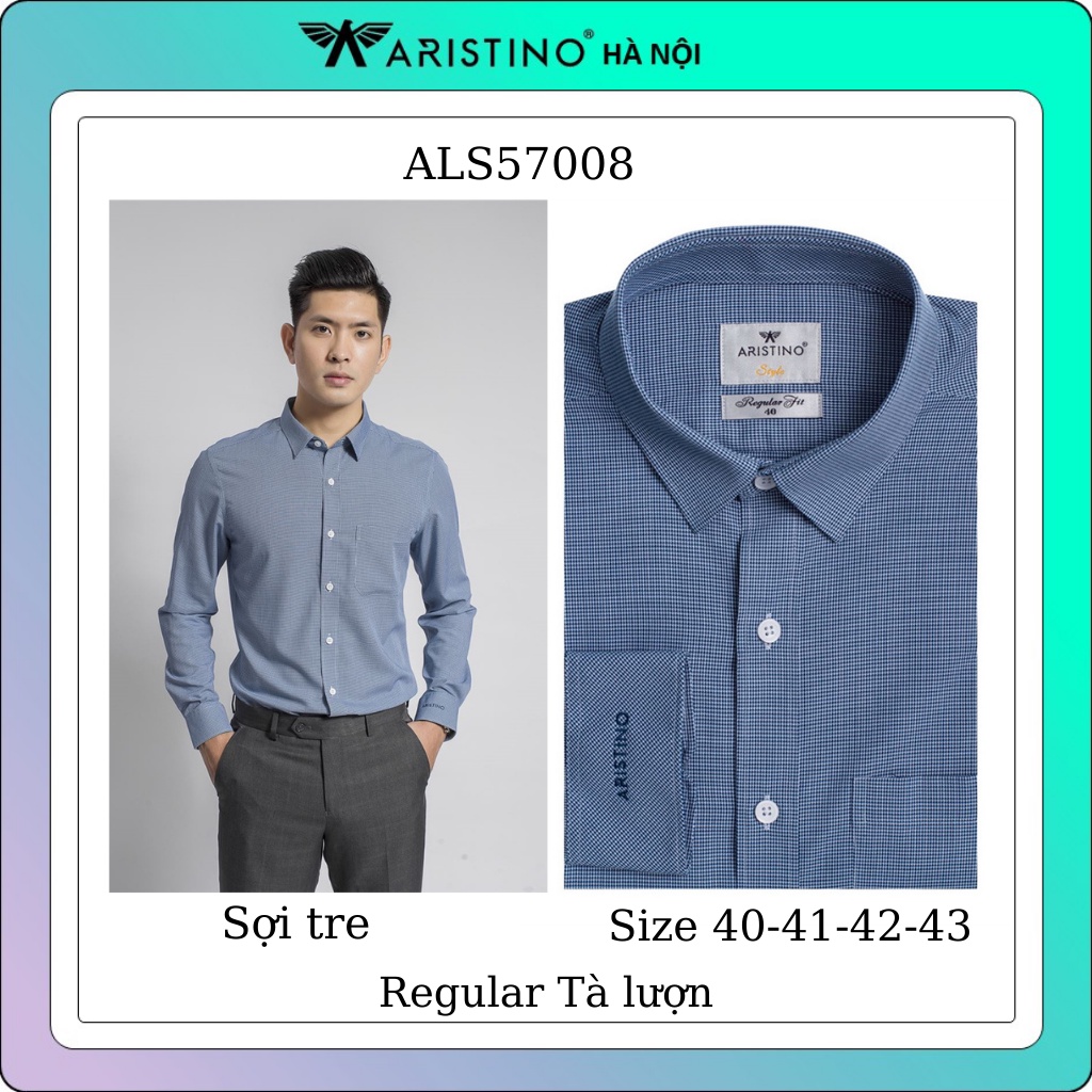 Áo sơ mi nam dài tay ARISTINO sợi tre from rộng ALS57008