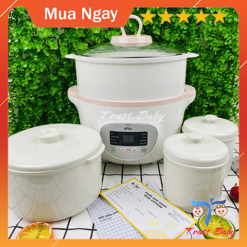 NỒI NẤU CHÁO, NINH, HẦM, HẤP CÁCH THỦY BEAR 1.6 LÍT - BẢN QUỐC TẾ