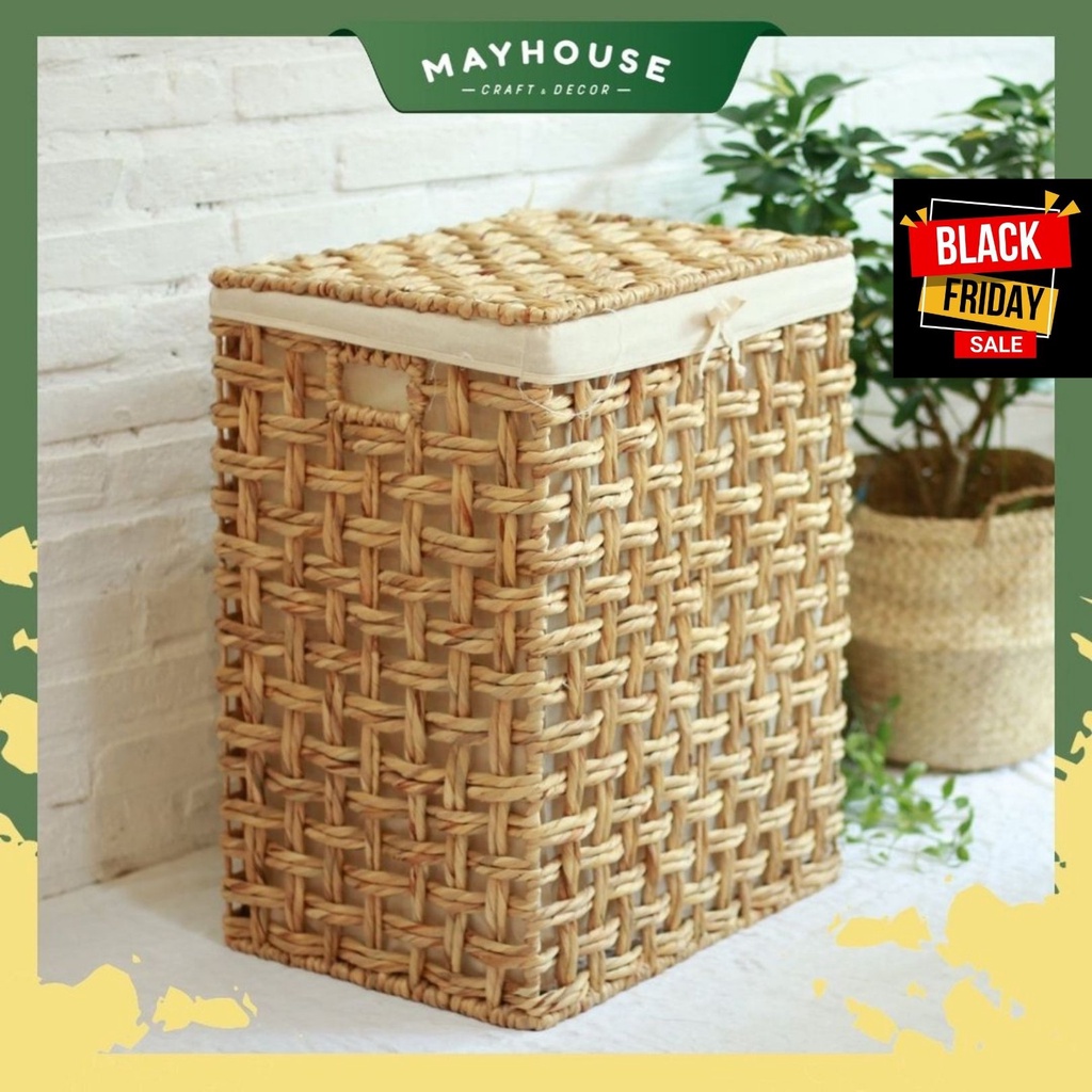 Giỏ Lục Bình Đựng Quần Áo, Xưởng MAYHOUSE, Loại 1, Giá Rẻ, giỏ mây đựng đồ, Decor Trang Trí Nhà Cửa