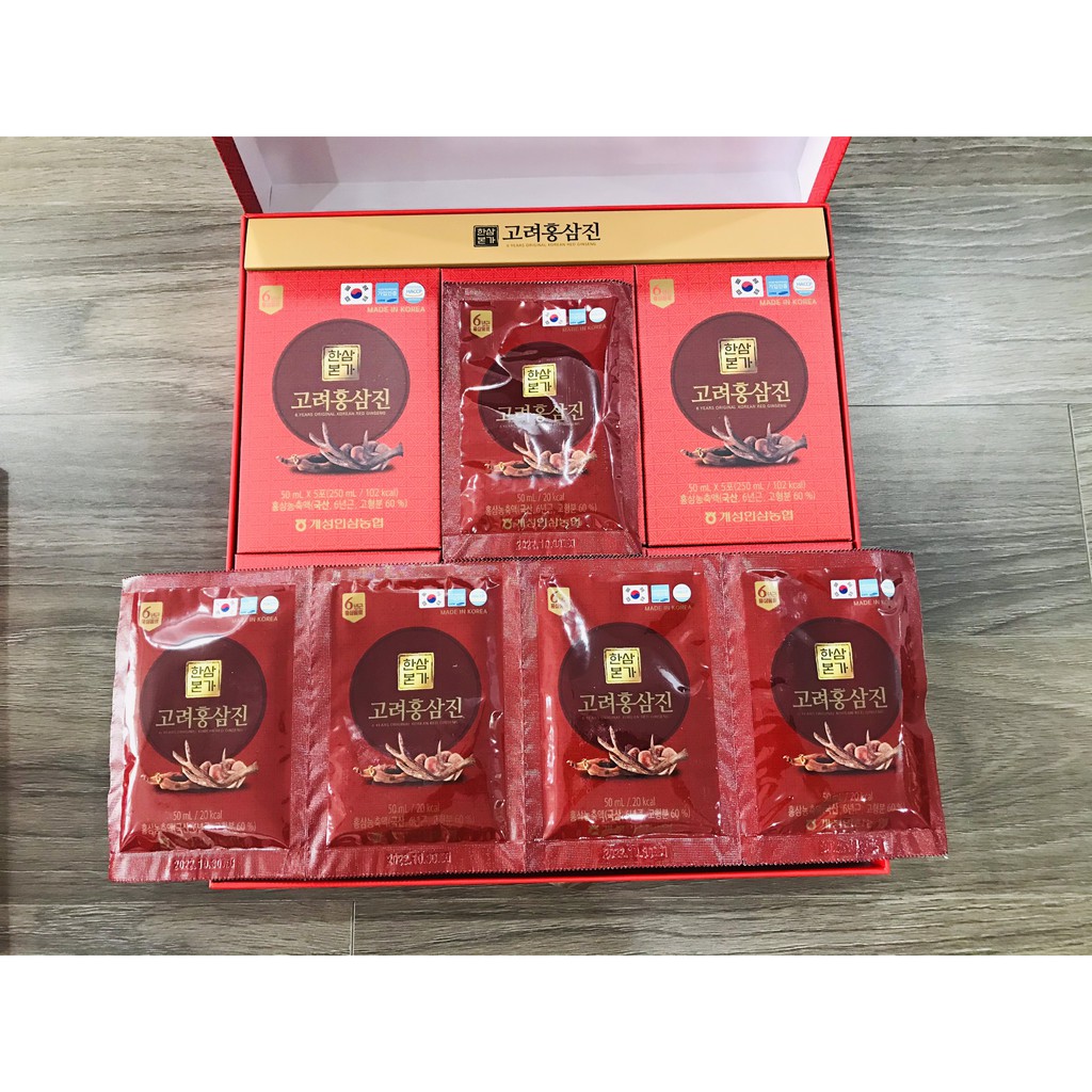 HỘP QUÀ BIẾU NƯỚC HỒNG SÂM 6 TUỔI ORIGINAL ( 6 YEARS ORIGINAL KOREAN RED GINSENG) – Combo 6 hộp cao cấp