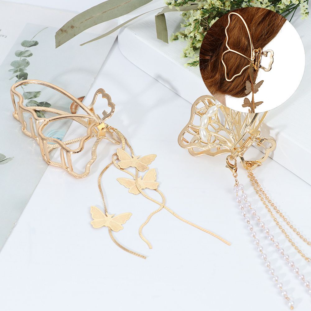 Kẹp Tóc Hợp Kim Hình Đuôi Cá Đính Ngọc Trai Phối Tua Rua Thời Trang