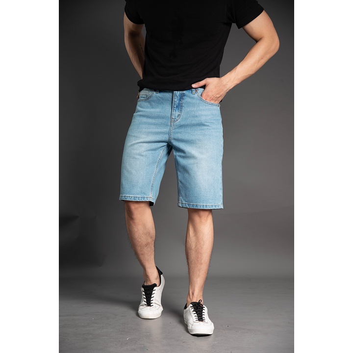 Quần Short Jean Nam Ống Rộng Chất Bò Co Giãn H90 Cao Cấp Phối Túi J018