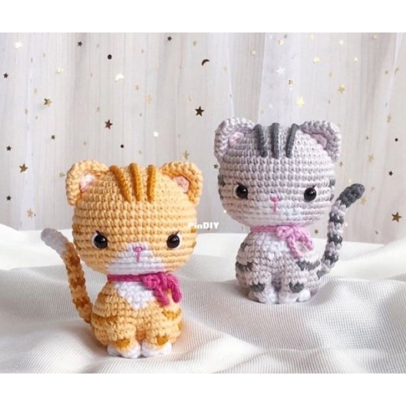 Móc Khoá Con Mèo Nhồi Bông Bằng Len - Thú Bông Len Handmade Đan Móc Thủ Công Bằng Tay