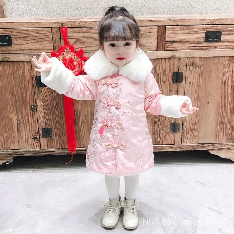 Cheongsam Girls Winter Clothes New Long Sleeve Cheongsam Winter Children Baby Girl Hanfu