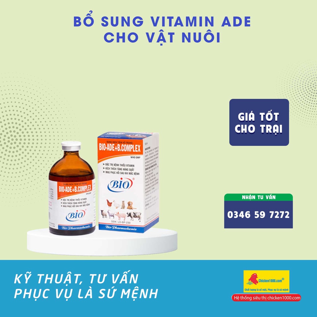 Thú Y Bio Ade B Complex Bổ Sung Vitamin Tổng Hợp Cho Vật Nuôi