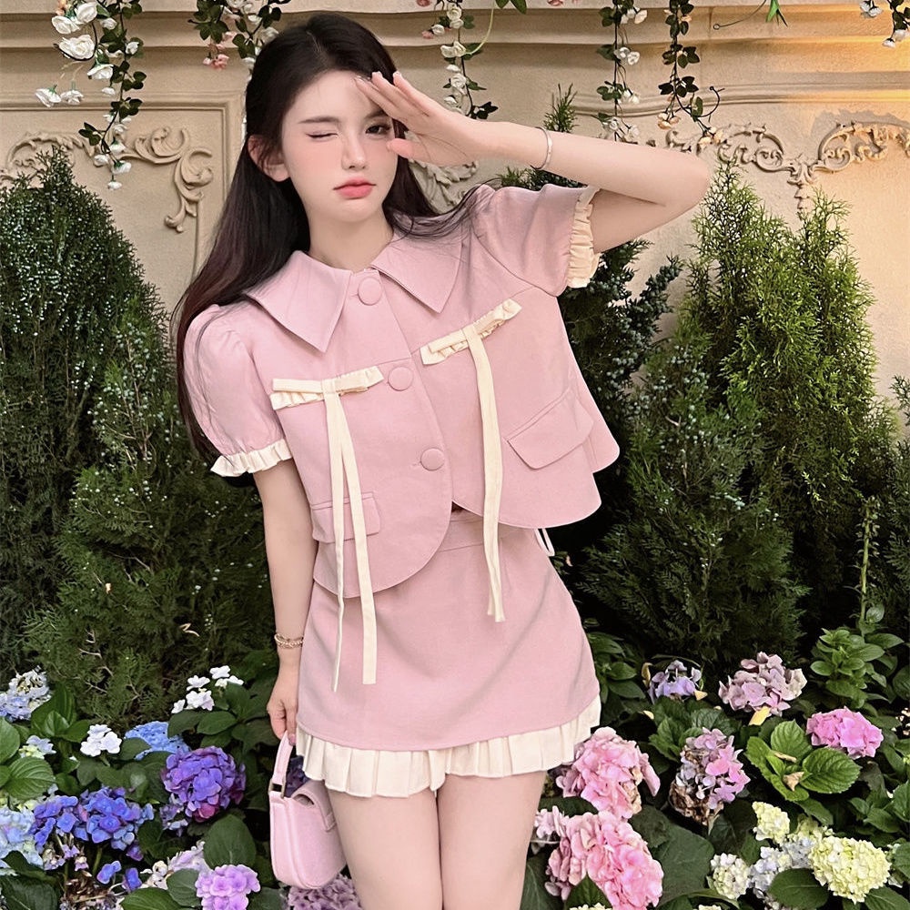 Set đồ 2 món gồm áo tay phồng và chân váy dáng chữ A ngọt ngào thời trang mùa hè cho nữ