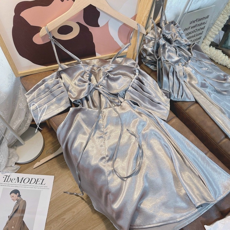 ĐẦM PHI CỔ ĐỔ RỚT VAI RÚT DÂY LƯNG