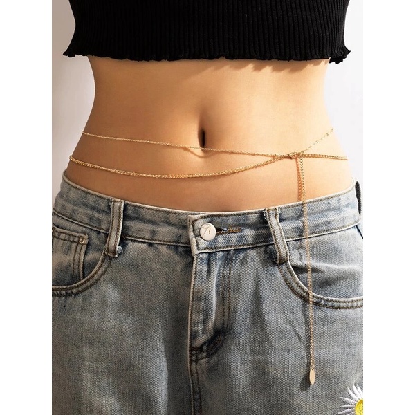 Thắt Lưng đai eo body chain 2 tầng kiểu 1 đai xích váy màu vàng