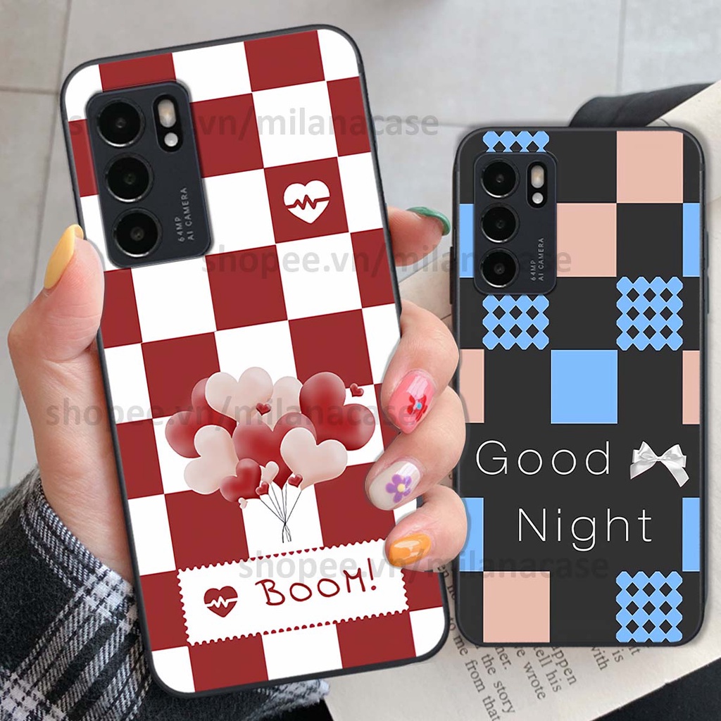 Ốp Oppo Reno6 / Reno6 Z 5G / Reno 6 caro họa tiết nhiều màu sắc siêu đẹp thời trang cá tính