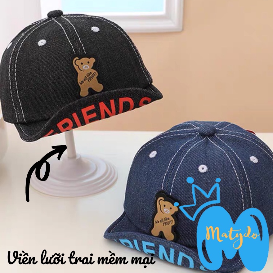 Mũ cho bé gái bé trai MATYDO nón lưỡi trai hình gấu FRIEND đáng yêu phụ kiện trẻ em mùa hè