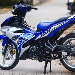 Tem Rời Ex 150 Y15ZR Xe Trắng Xanh Gp- Tem 3 Lớp - Tặng Logo - New V21