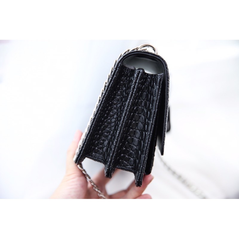 Túi đeo chéo đeo vai flapbag spsl fullbox da thật dập vân cá sấu bóng hàng cao cấp