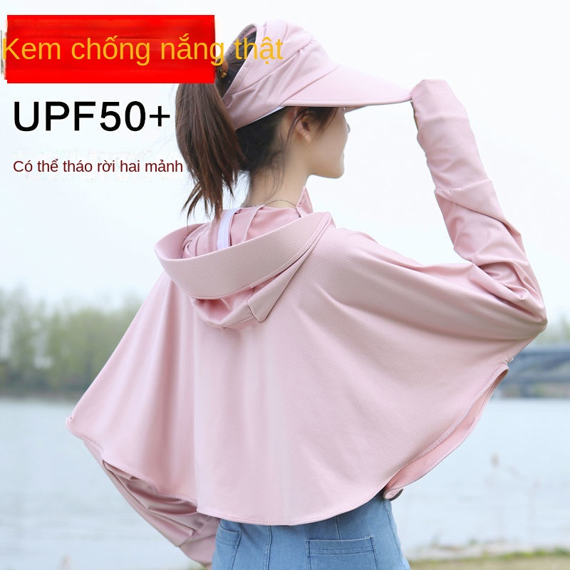 Áo Khoác Chống Nắng Tay Dài Có Mũ Trùm Đầu Chất Liệu Lụa Lạnh Mỏng 2022 Thời Trang Cho Nữ