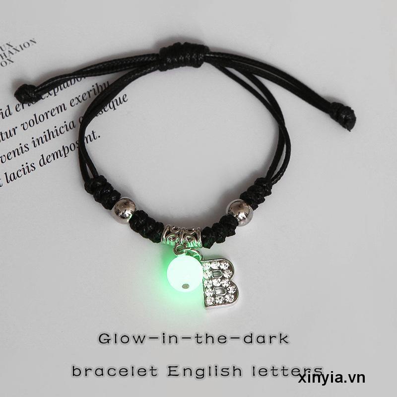 Vòng Tay Dây Bện Mặt 26 Chữ Cái Tiếng Anh Phát Sáng Thời Trang Cho Cặp Đôi