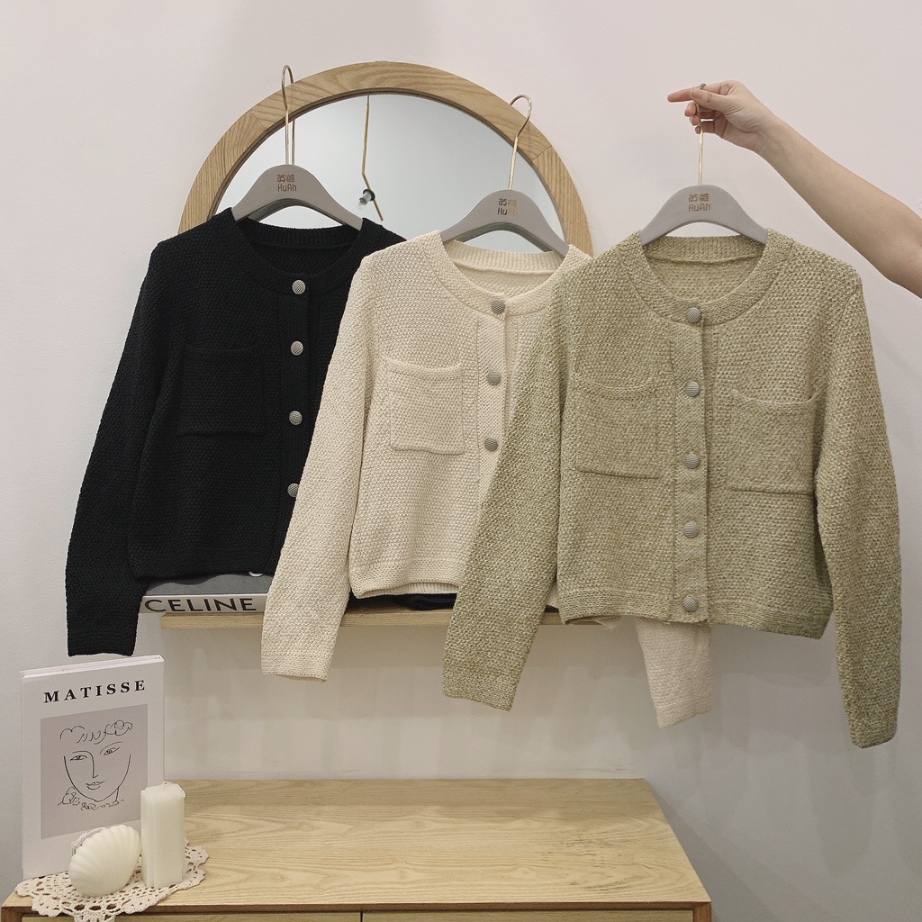 Áo Cardigan len hạt cúc đồng (Ảnh/Video tự chụp)
