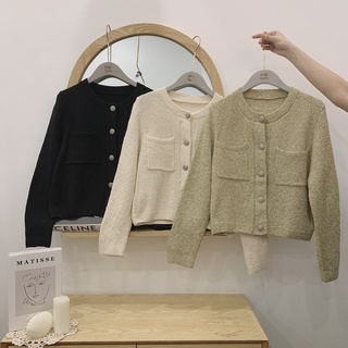 Áo Cardigan len hạt cúc đồng