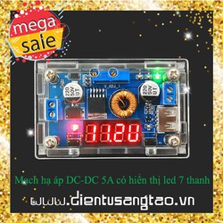 Mạch nguồn hạ áp DC 5A chỉnh dòng áp hiển thị led có vỏ mica dùng làm nguồn đa năng, sạc pin lithium