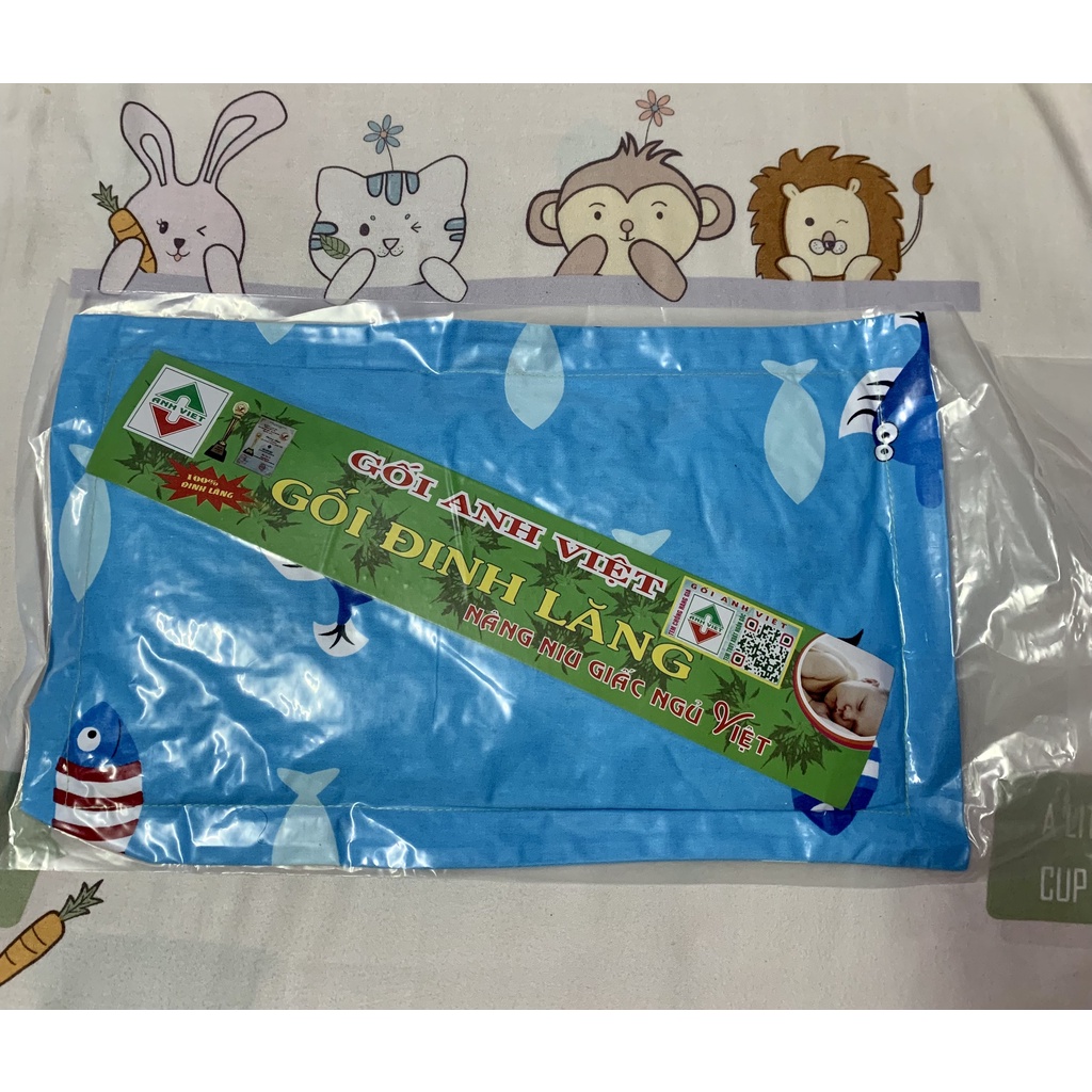Gối đinh lăng cho bé sơ sinh và trẻ em vỏ cotton Anh Việt