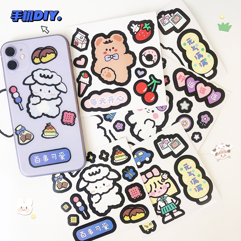 Sticker dán trang trí sách vở, hộp, bình nước, điện thoại hoạt hình nhiều mẫu kích thước 10*10cm