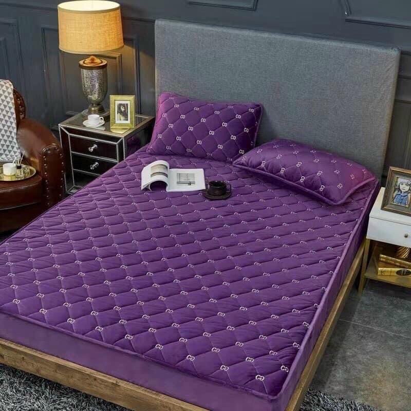 Siêu phẩm ga gối Nỉ Nhung Muji trần bông thêu hoa cúc/GC/H.nhập khẩu đủ size loại 1
