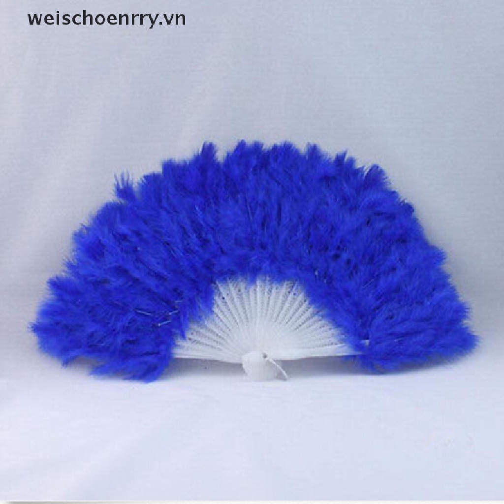 Quạt Xếp Cầm Tay Đính Lông Vũ 9 Màu Mới Cho Tiệc Cưới
