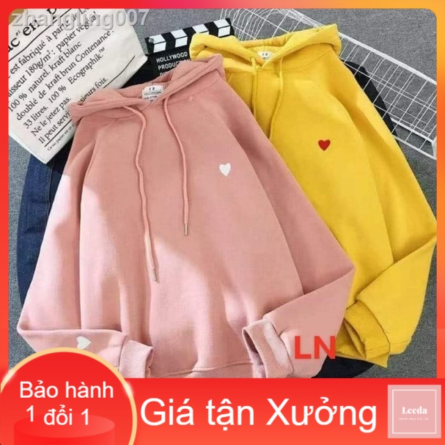 Áo hoodie tim tay ngực ép nổi LN12 , áo thun nam nữ, áo thun dài tay, sét bộ mặc ở nhà - LEEDA MODY
