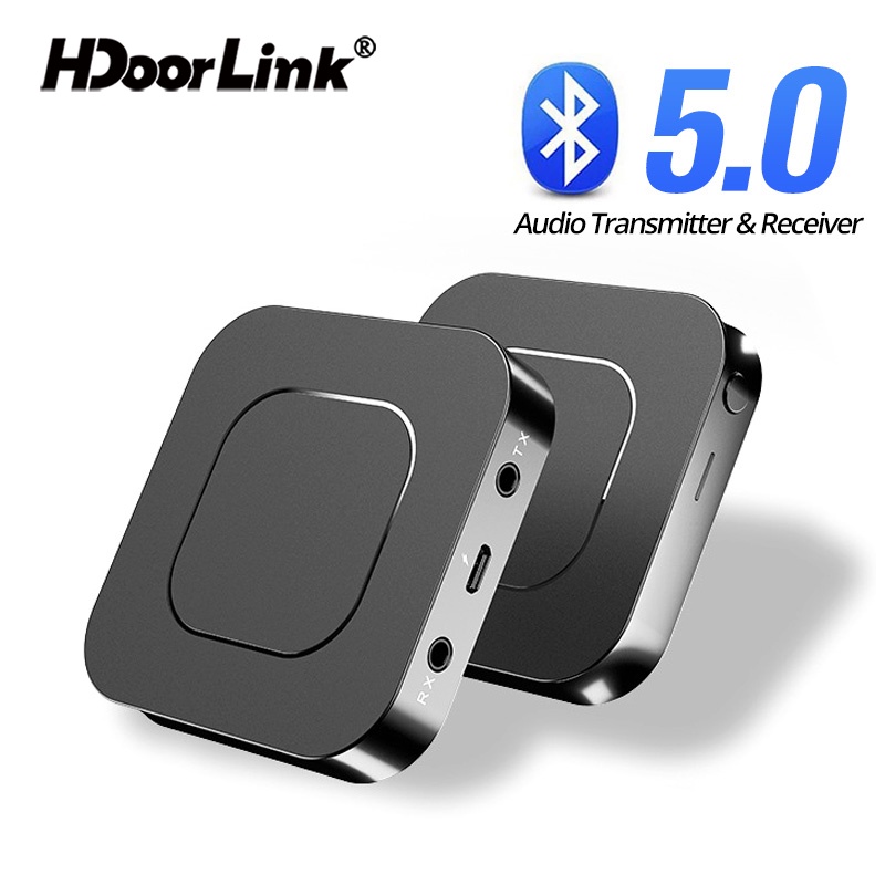 HdoorLink 2 In 1 New Bluetooth 5.0 Receiver 3.5mm Audio AUX USB Transmitter Music Stereo Wireless Adapter For Car TV PC