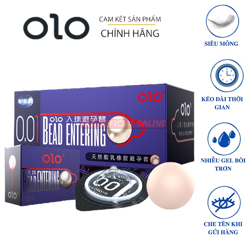 Bao Cao Su OLO Tăng Kích Thước 3cm, 1 Bi, 1 BCS Siêu Mỏng 001, nhiều gel bôi trơn Chính Hãng.